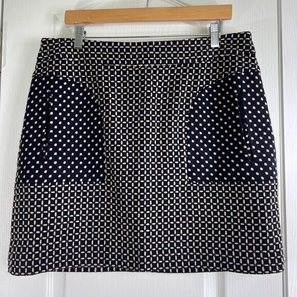 Worthington Women's Modern Fit Skirt Textured Navy Tan Size 14 - Picture 1 of 10